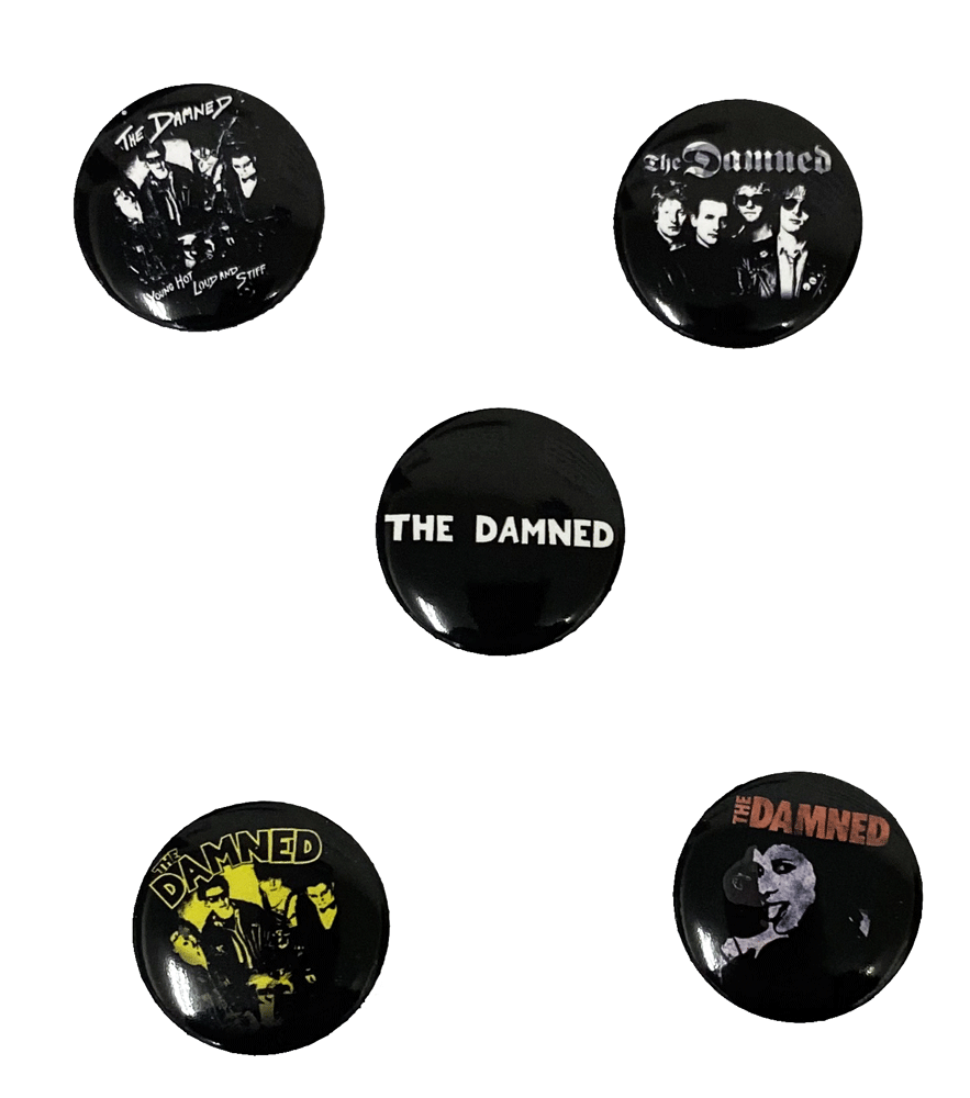ɡTHE DAMNEDYOUNG,HOT,LOUD AND STIFFBUTTON BADGE SETХḁ̊Хåå(5)